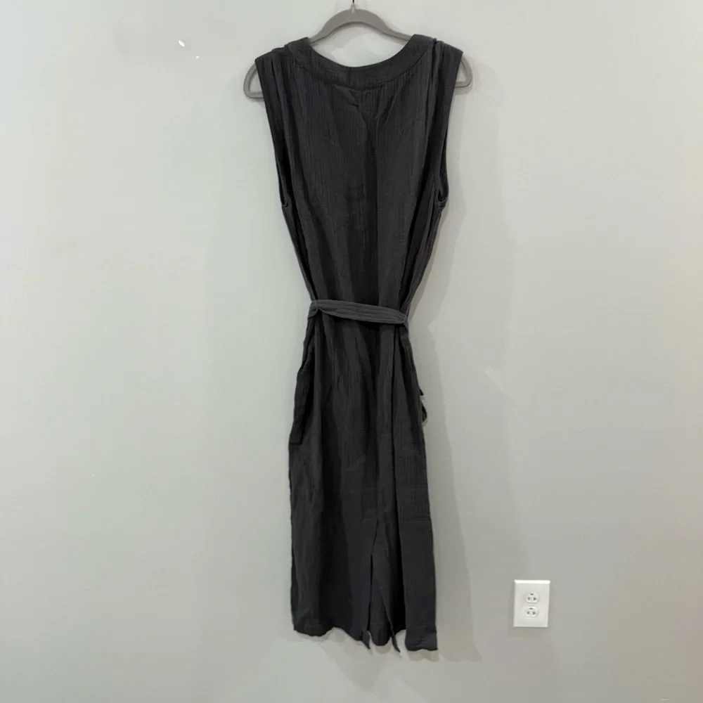 Faherty Dress Dream Costa Midi Cotton Gauze in Grey